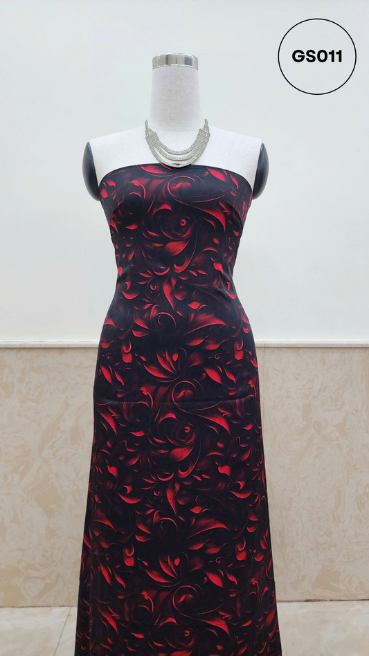 Midnight Scarlet Kain Pasang Sutera Dobby 30D - Bidang 60 (GS011)