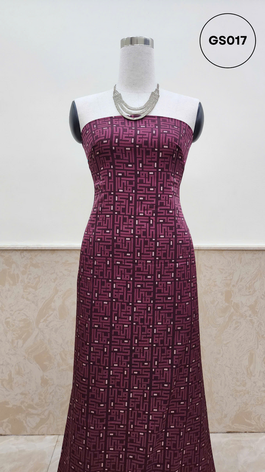 Monogram Burgundy Kain Pasang Sutera Dobby 30D - Bidang 60 (GS017)
