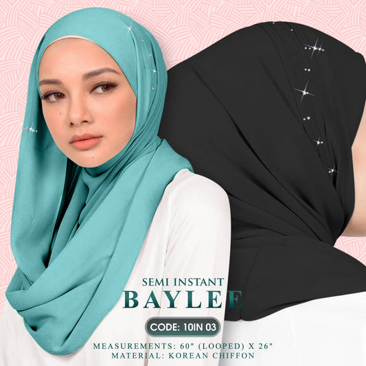 Naelofar Hijab Inispired Baylee Semi Instant Plain Collection (10IN)