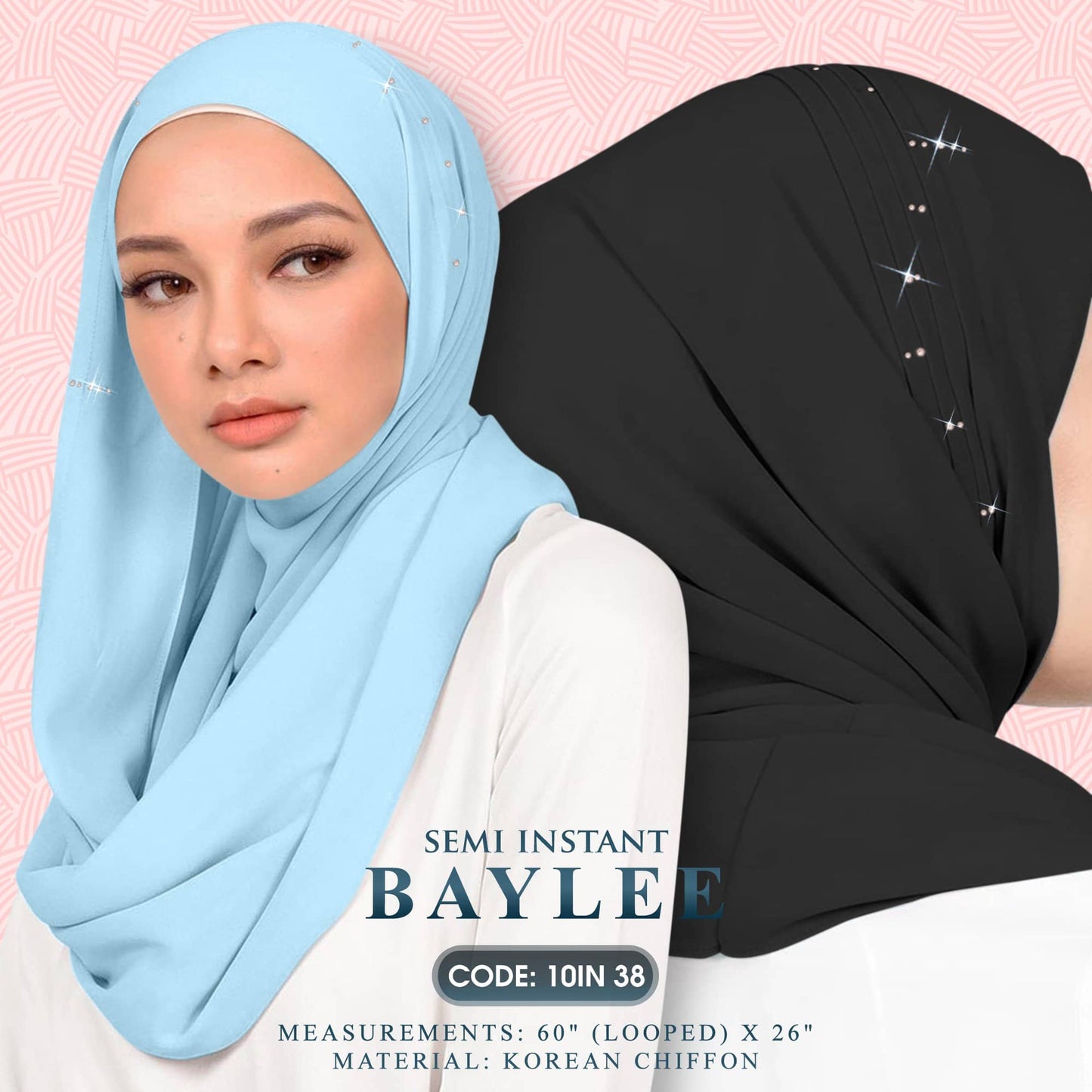 Naelofar Hijab Inispired Baylee Semi Instant Plain Collection (10IN)