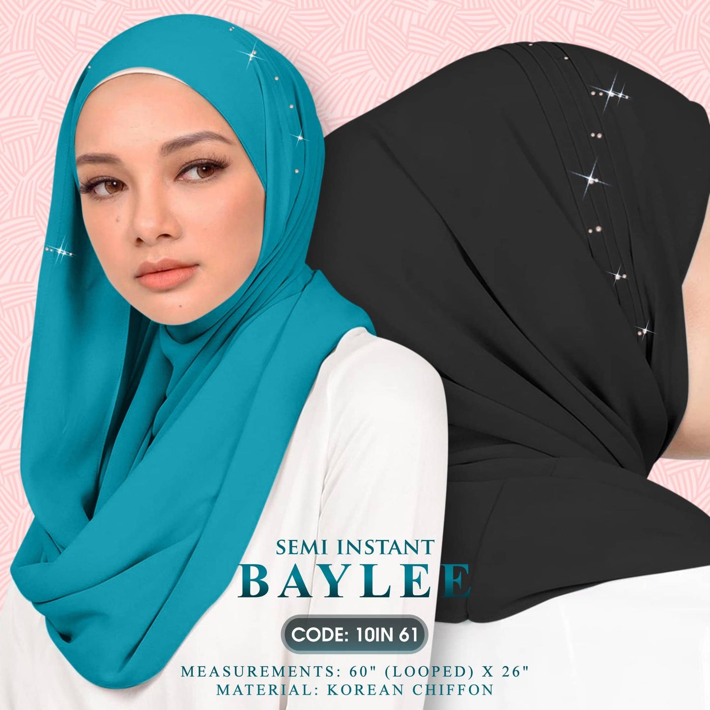 Naelofar Hijab Inispired Baylee Semi Instant Plain Collection (10IN)