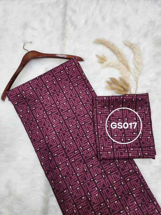 Monogram Burgundy Kain Pasang Sutera Dobby 30D - Bidang 60 (GS017)