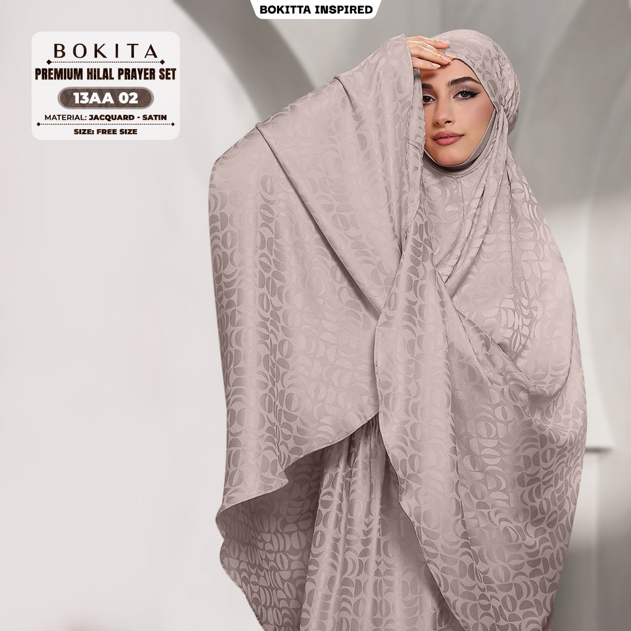 Bokitta Telekung Hilal Jacquard Satin Free Zip Bag & Woven Bag - (13AA)