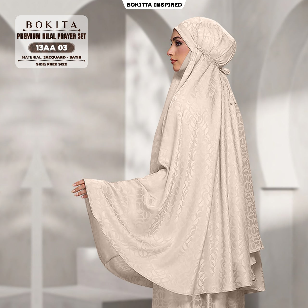 Bokitta Telekung Hilal Jacquard Satin Free Zip Bag & Woven Bag - (13AA)
