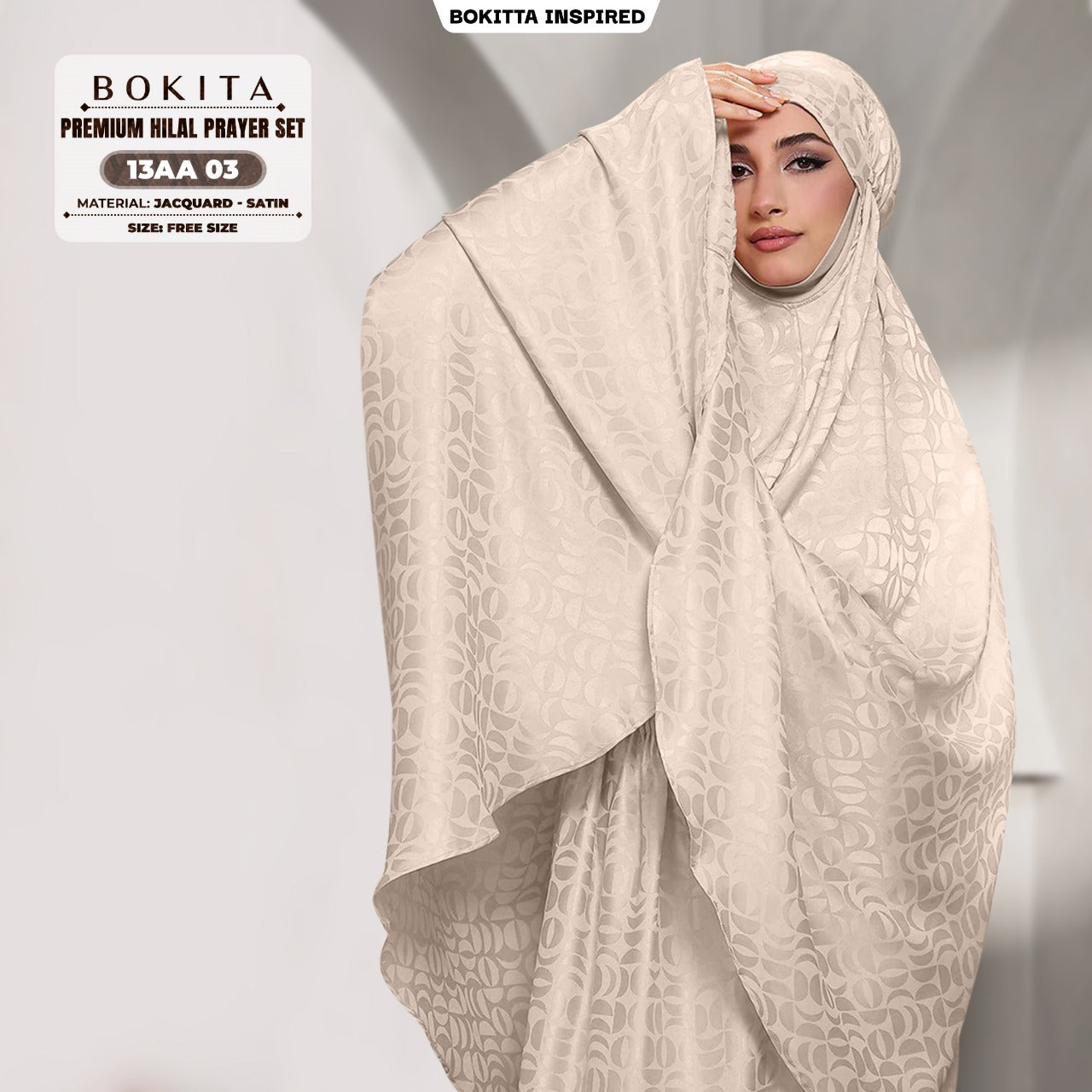 Bokitta Telekung Hilal Jacquard Satin Free Zip Bag & Woven Bag - (13AA)