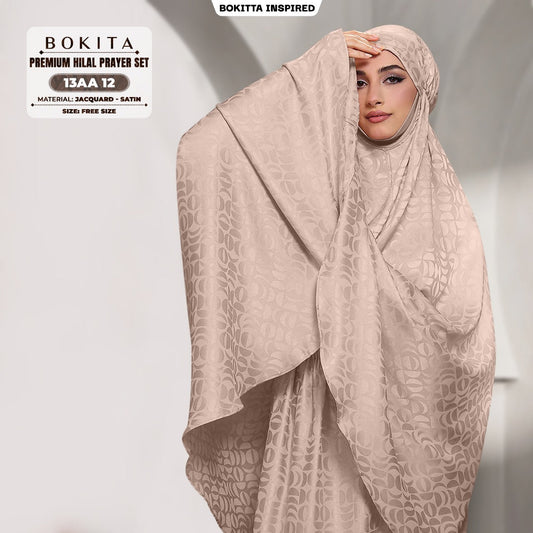 Bokitta Telekung Hilal Jacquard Satin Free Zip Bag & Woven Bag - (13AA)