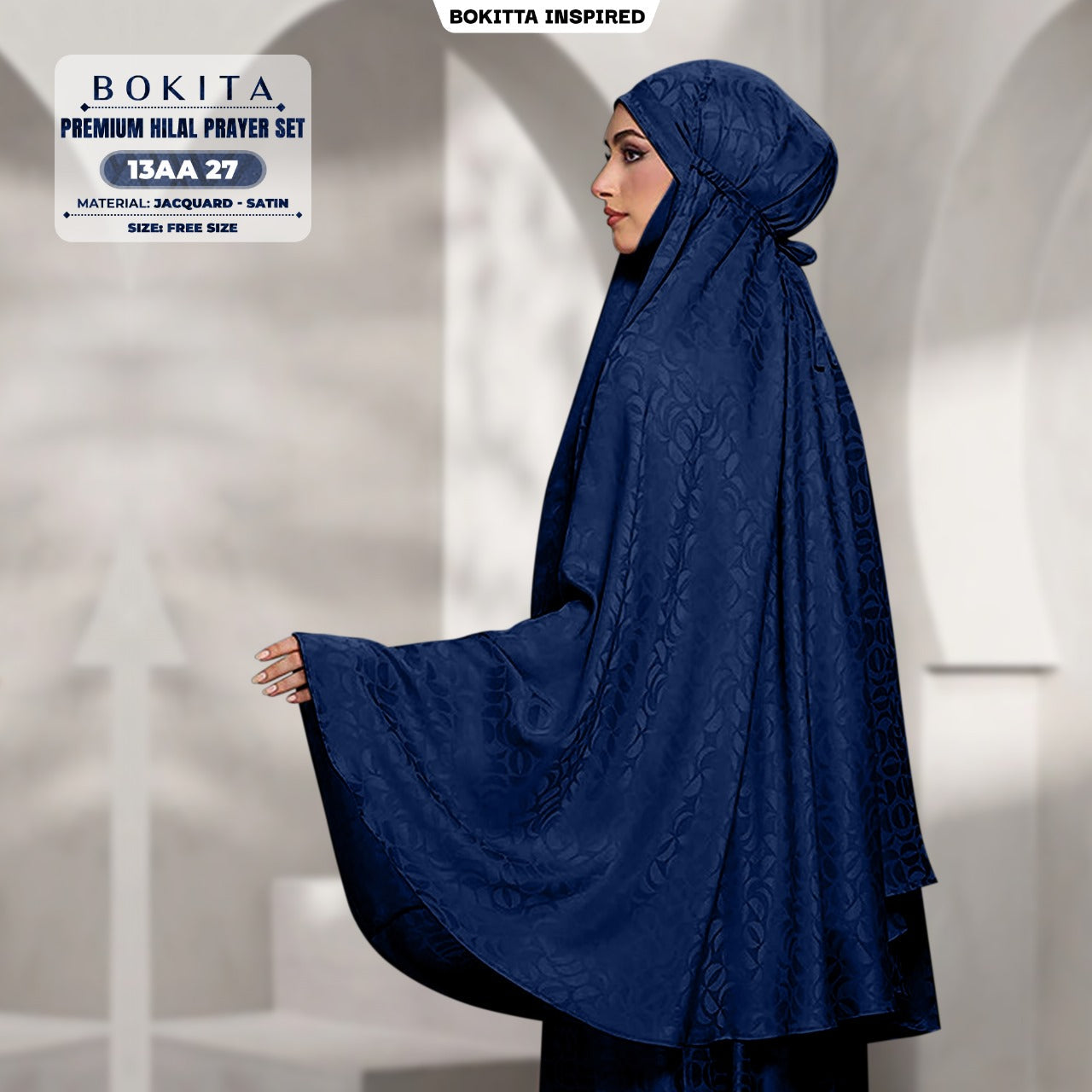 Bokitta Telekung Hilal Jacquard Satin Free Zip Bag & Woven Bag - (13AA)