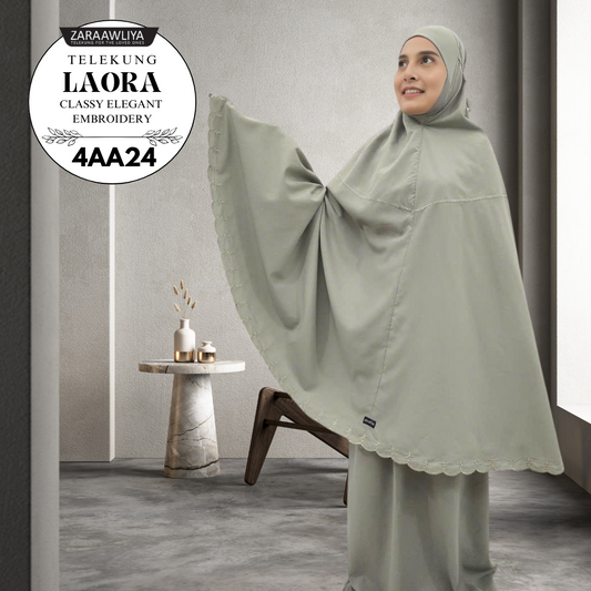 Zara Awliya Telekung Laora (4AA) + Free Woven Bag