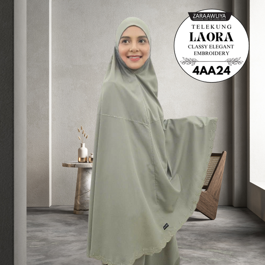 Zara Awliya Telekung Laora (4AA) + Free Woven Bag