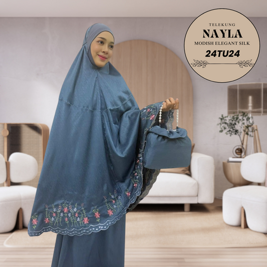 Telekung Nayla Silk Sulam Collection (24TU) + Free Woven Bag