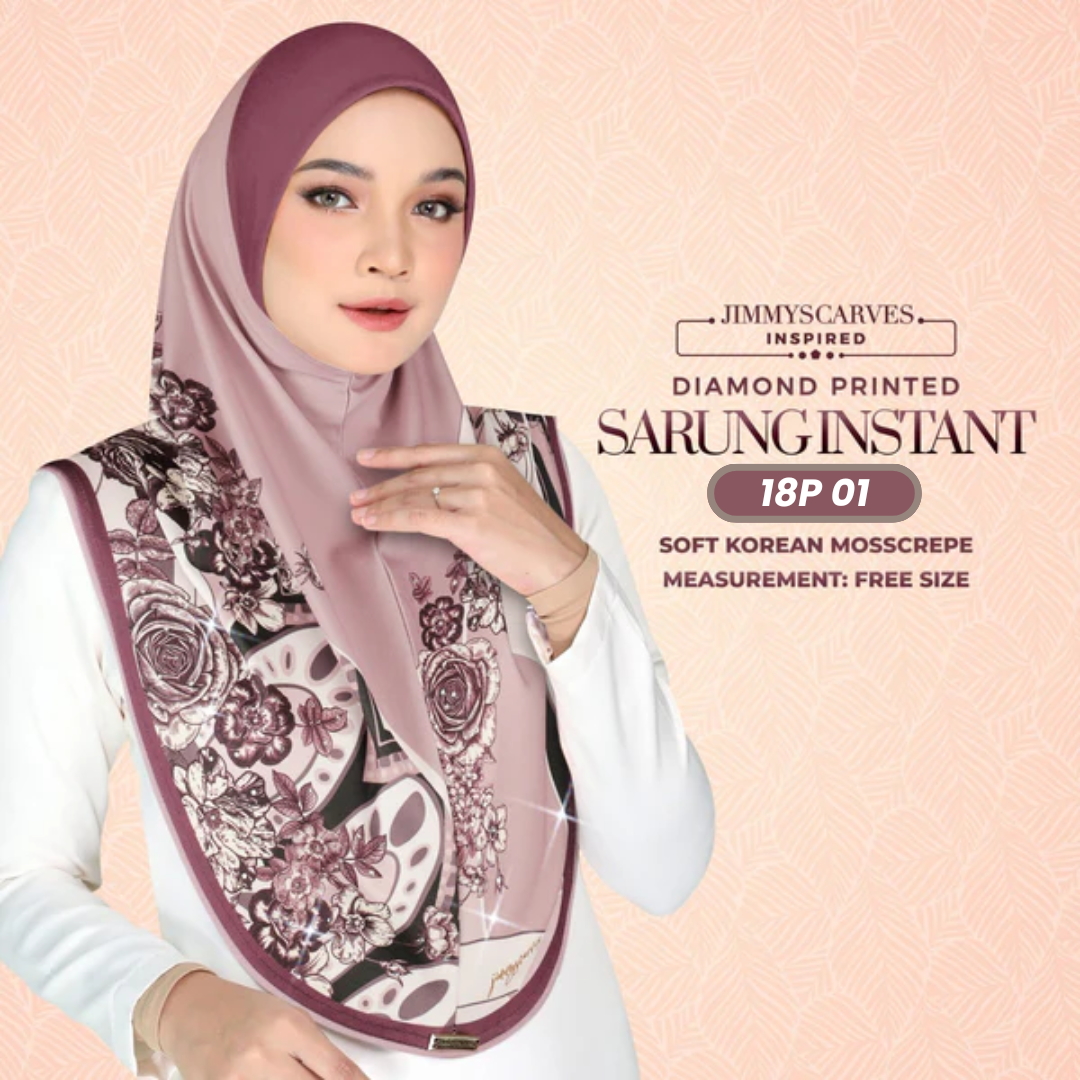 Jimmy Scarves Hijab Inspired Instant Sarung Crepe Collection (18P)