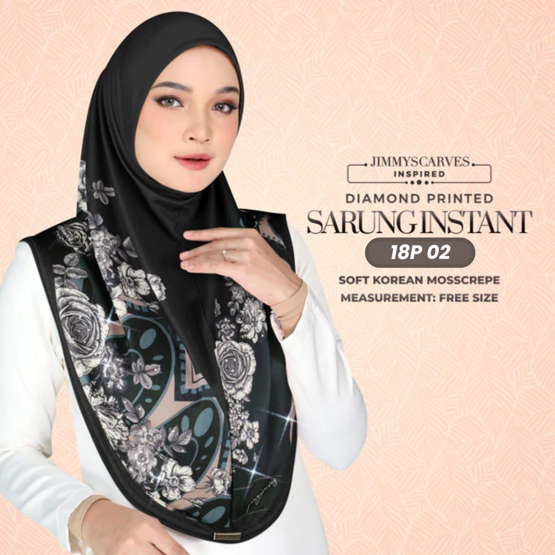 Jimmy Scarves Hijab Inspired Instant Sarung Crepe Collection (18P)