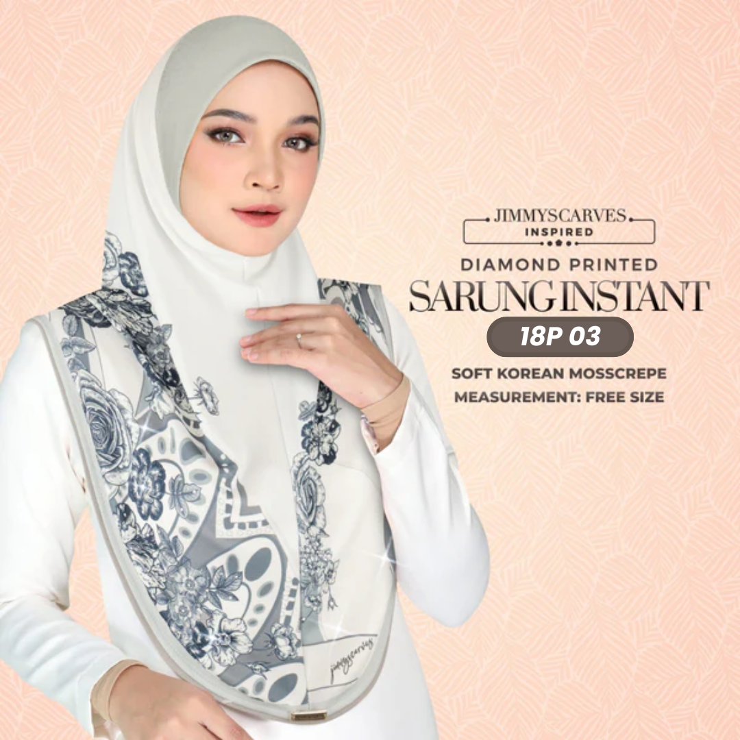 Jimmy Scarves Hijab Inspired Instant Sarung Crepe Collection (18P)