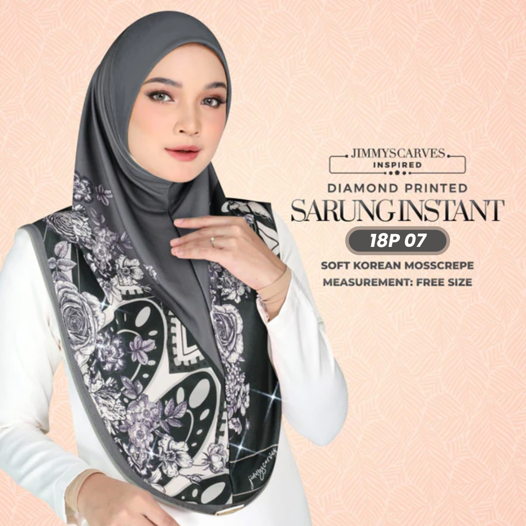 Jimmy Scarves Hijab Inspired Instant Sarung Crepe Collection (18P)