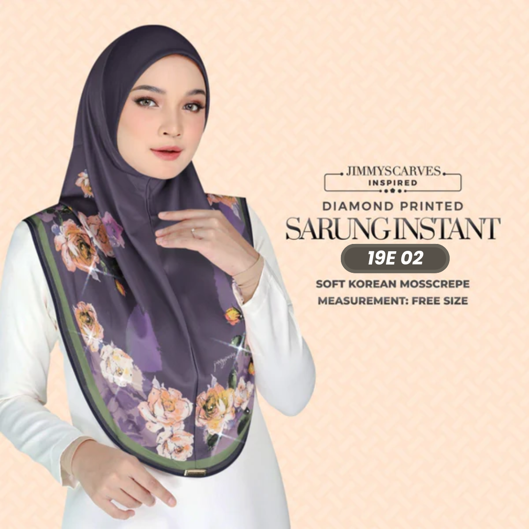 Jimmy Scarves Hijab Inspired Instant Sarung Crepe Collection (19E)