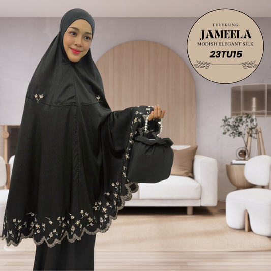 Telekung Jameela Silk Sulam Collection (23TU) + Free Woven Bag