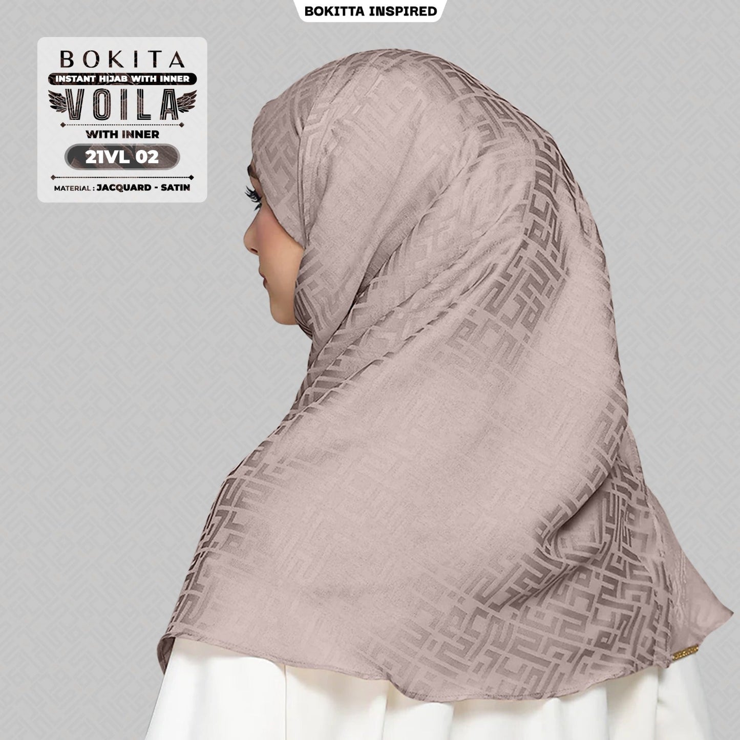 Bokitta Inspired Jacquard Satin Monogram Voila - Free Box (21VL)