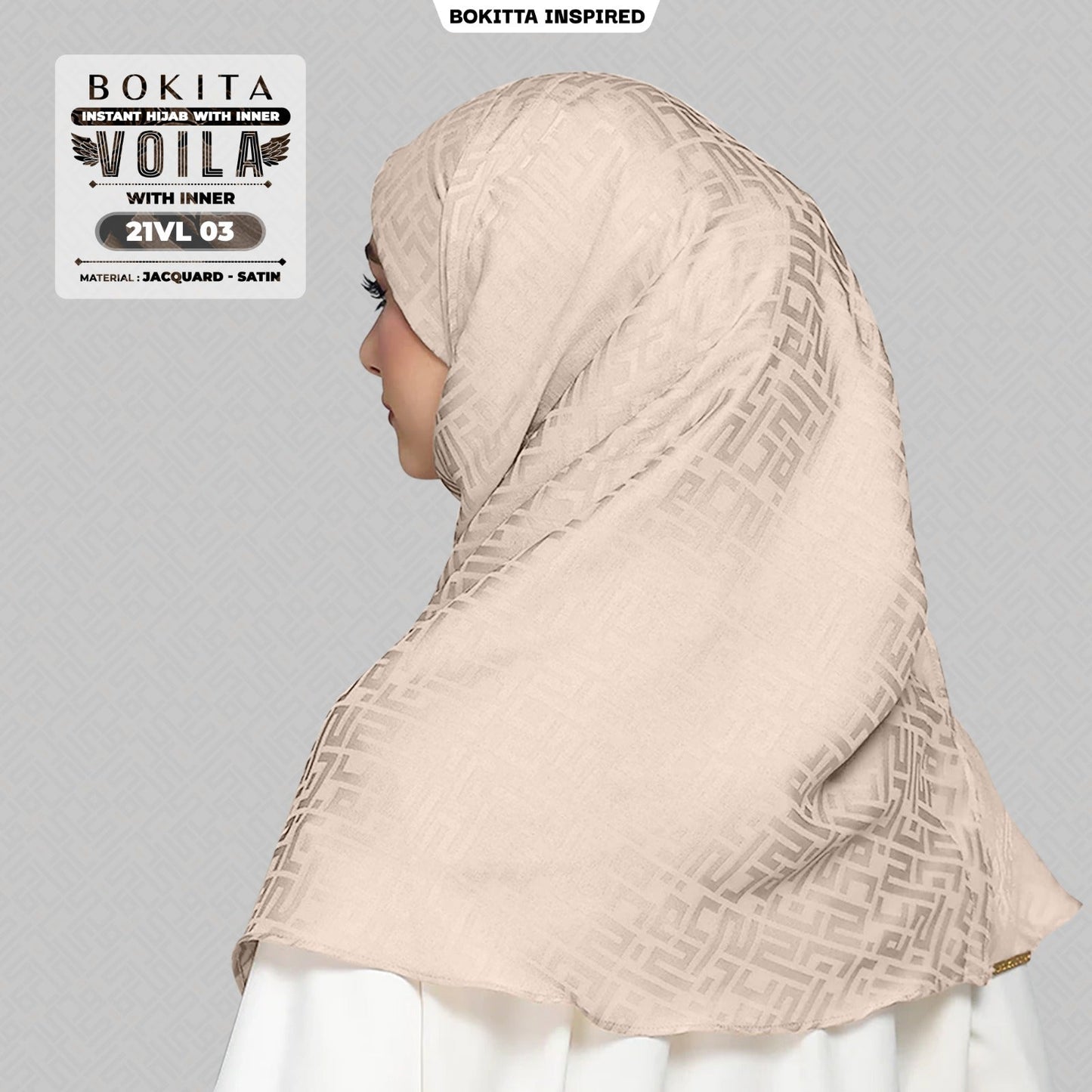 Bokitta Inspired Jacquard Satin Monogram Voila - Free Box (21VL)