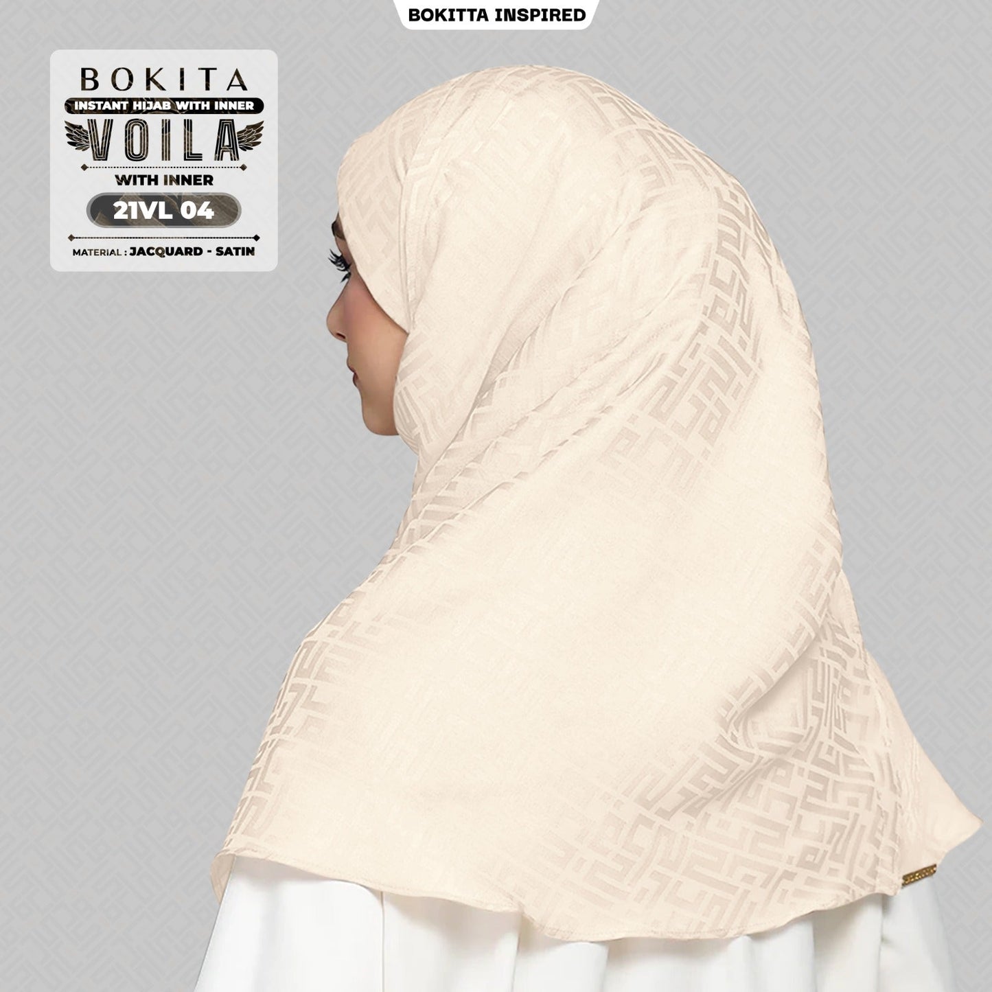 Bokitta Inspired Jacquard Satin Monogram Voila - Free Box (21VL)