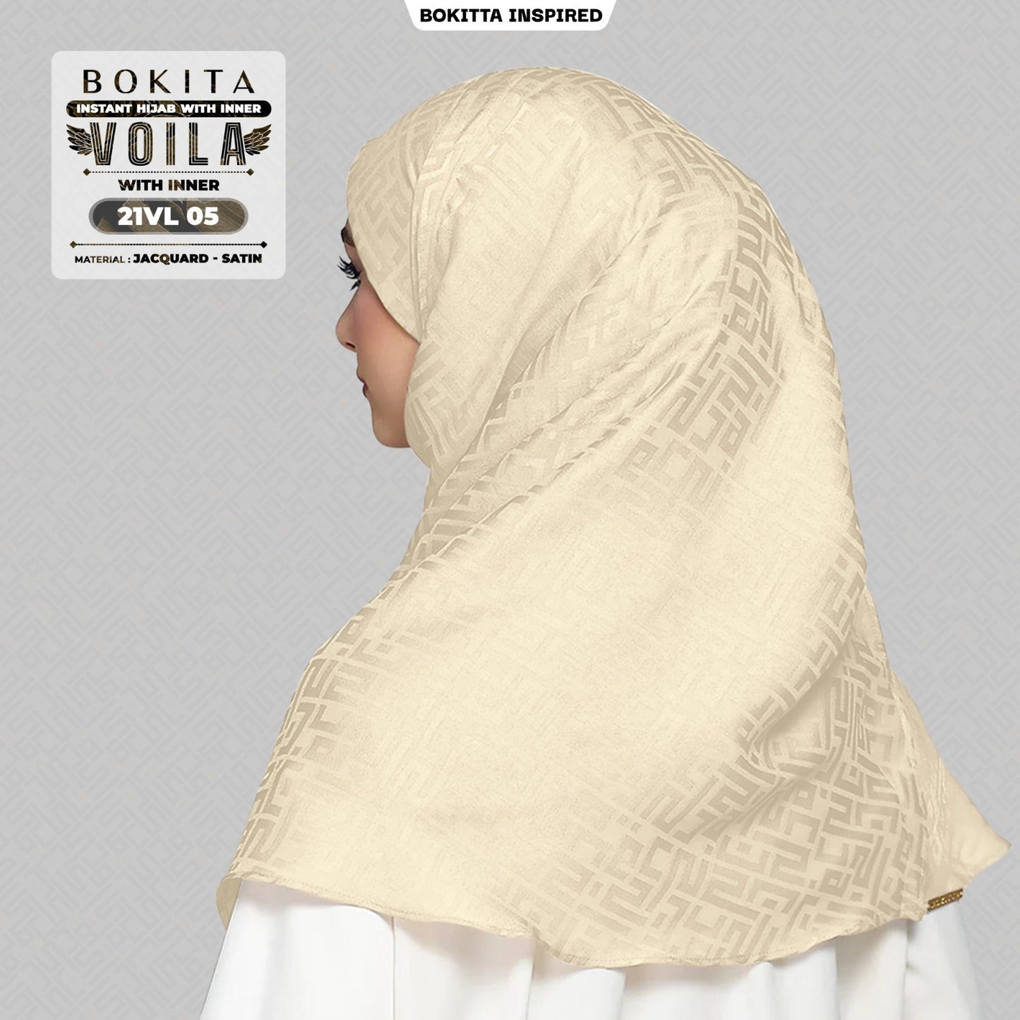 Bokitta Inspired Jacquard Satin Monogram Voila - Free Box (21VL)