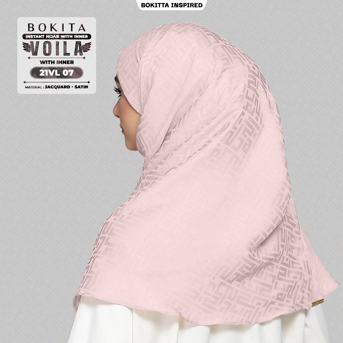 Bokitta Inspired Jacquard Satin Monogram Voila - Free Box (21VL)