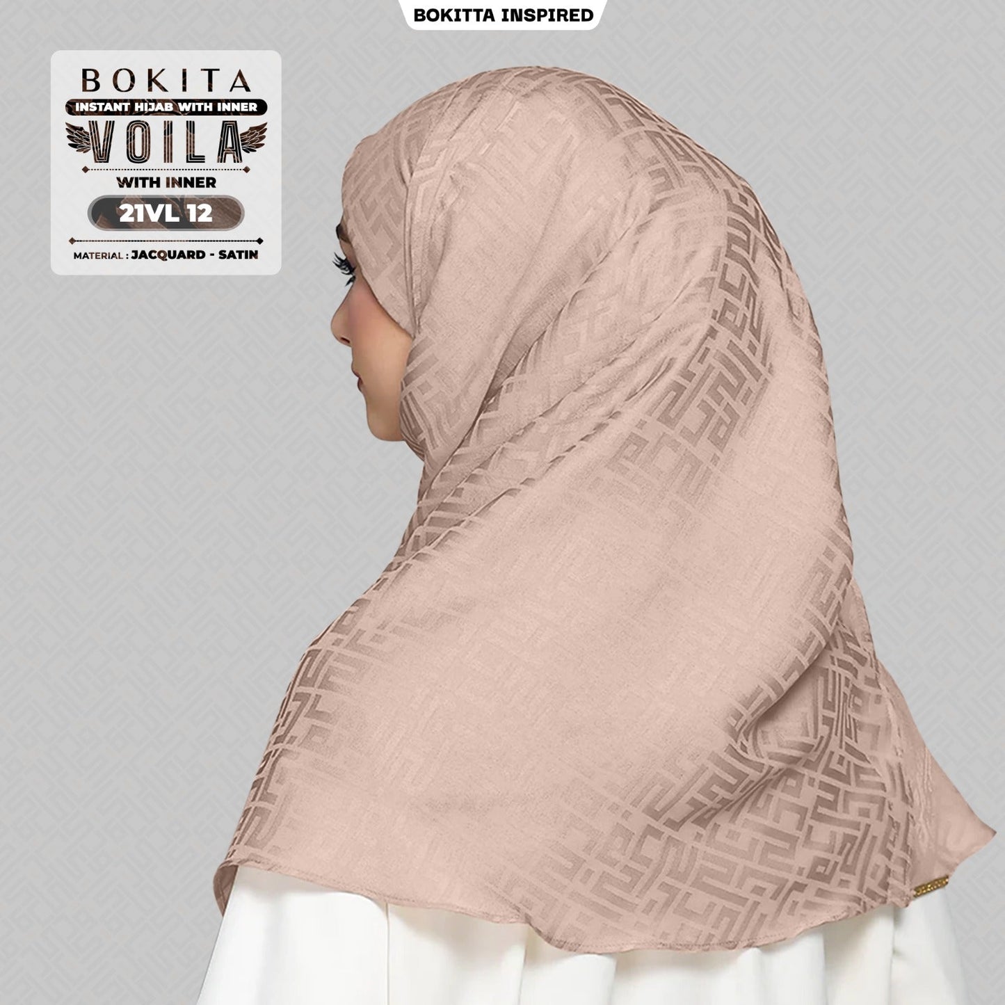 Bokitta Inspired Jacquard Satin Monogram Voila - Free Box (21VL)