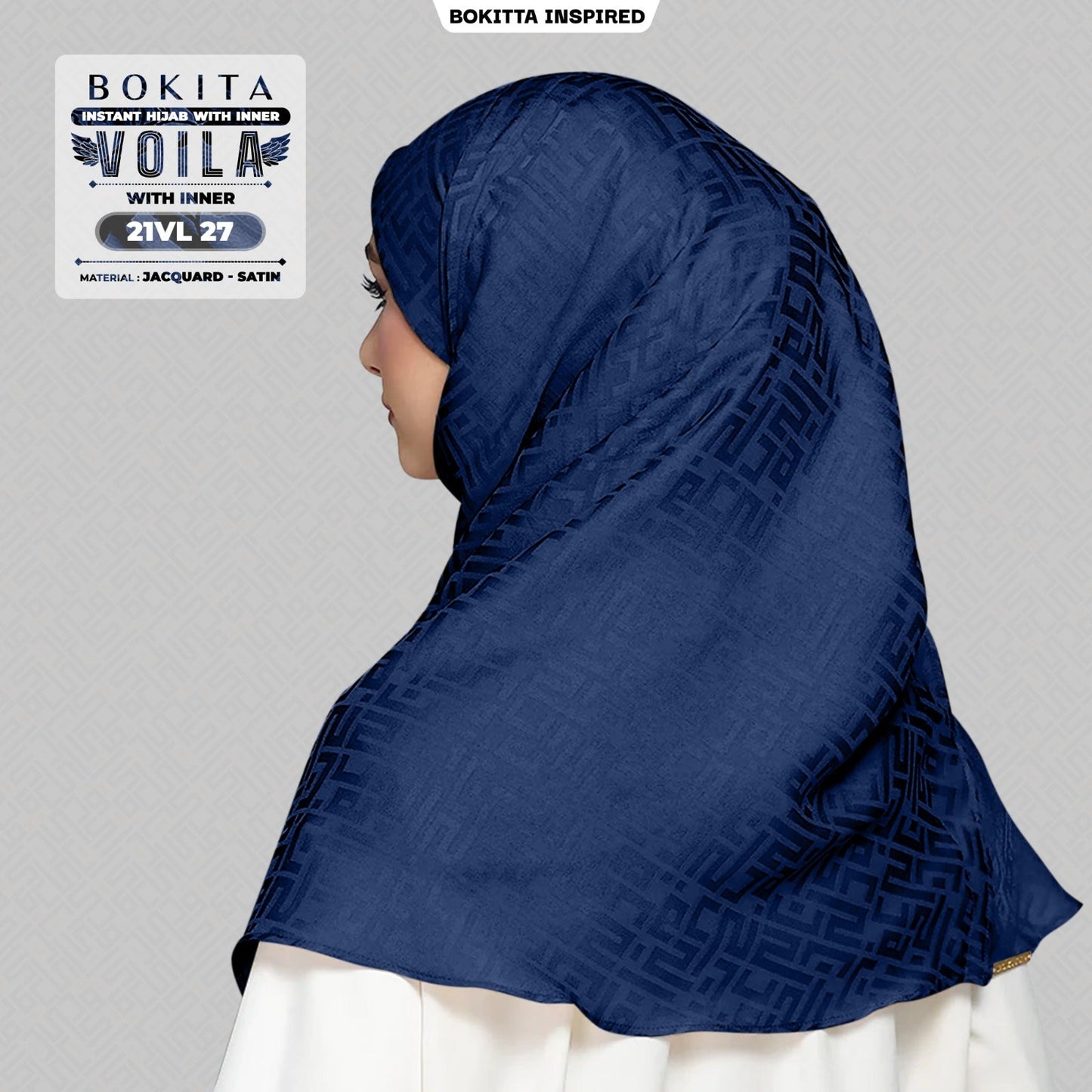 Bokitta Inspired Jacquard Satin Monogram Voila - Free Box (21VL)