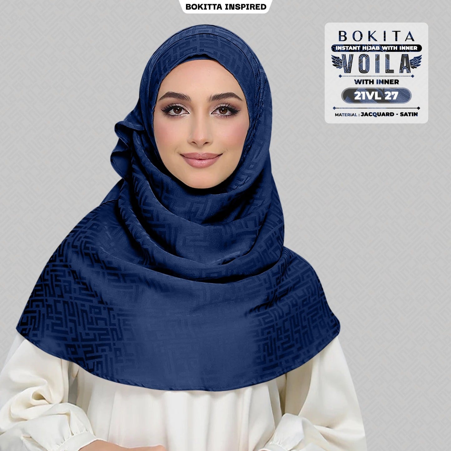 Bokitta Inspired Jacquard Satin Monogram Voila - Free Box (21VL)