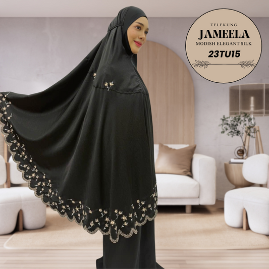 Telekung Jameela Silk Sulam Collection (23TU) + Free Woven Bag