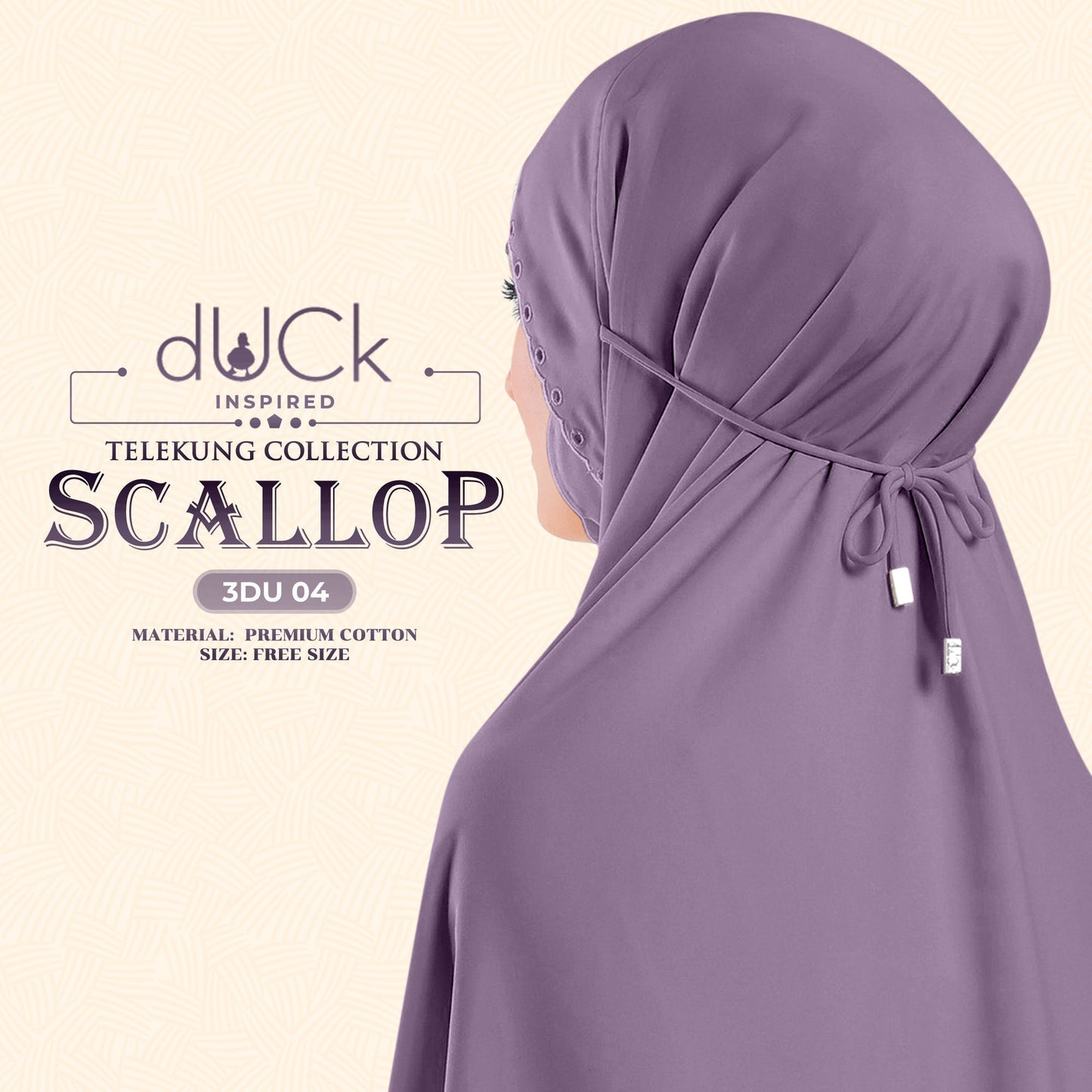 dUCk Inspired Scallop Telekung Collection Free Woven Bag (3DU)