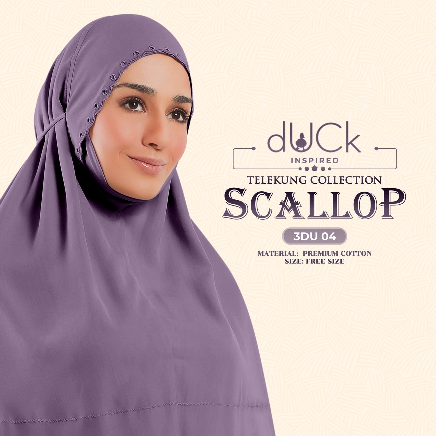 dUCk Inspired Scallop Telekung Collection Free Woven Bag (3DU)