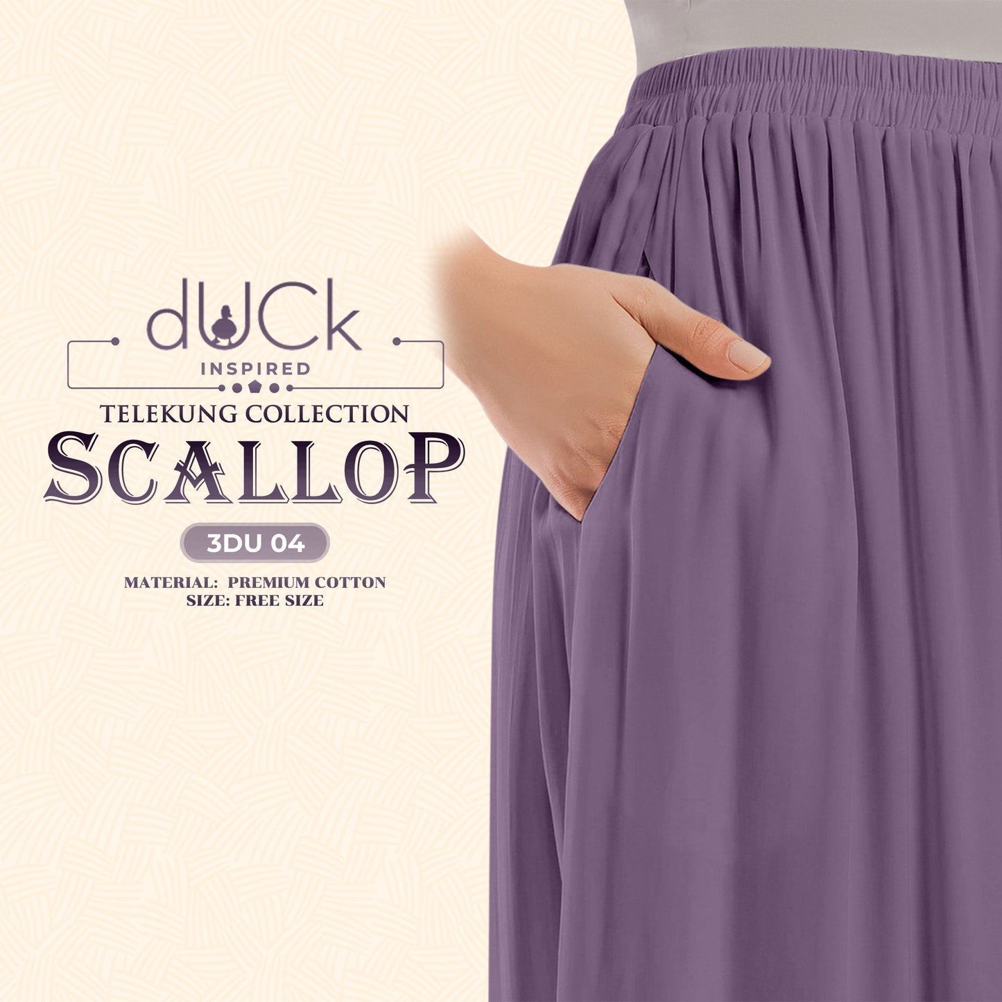 dUCk Inspired Scallop Telekung Collection Free Woven Bag (3DU)