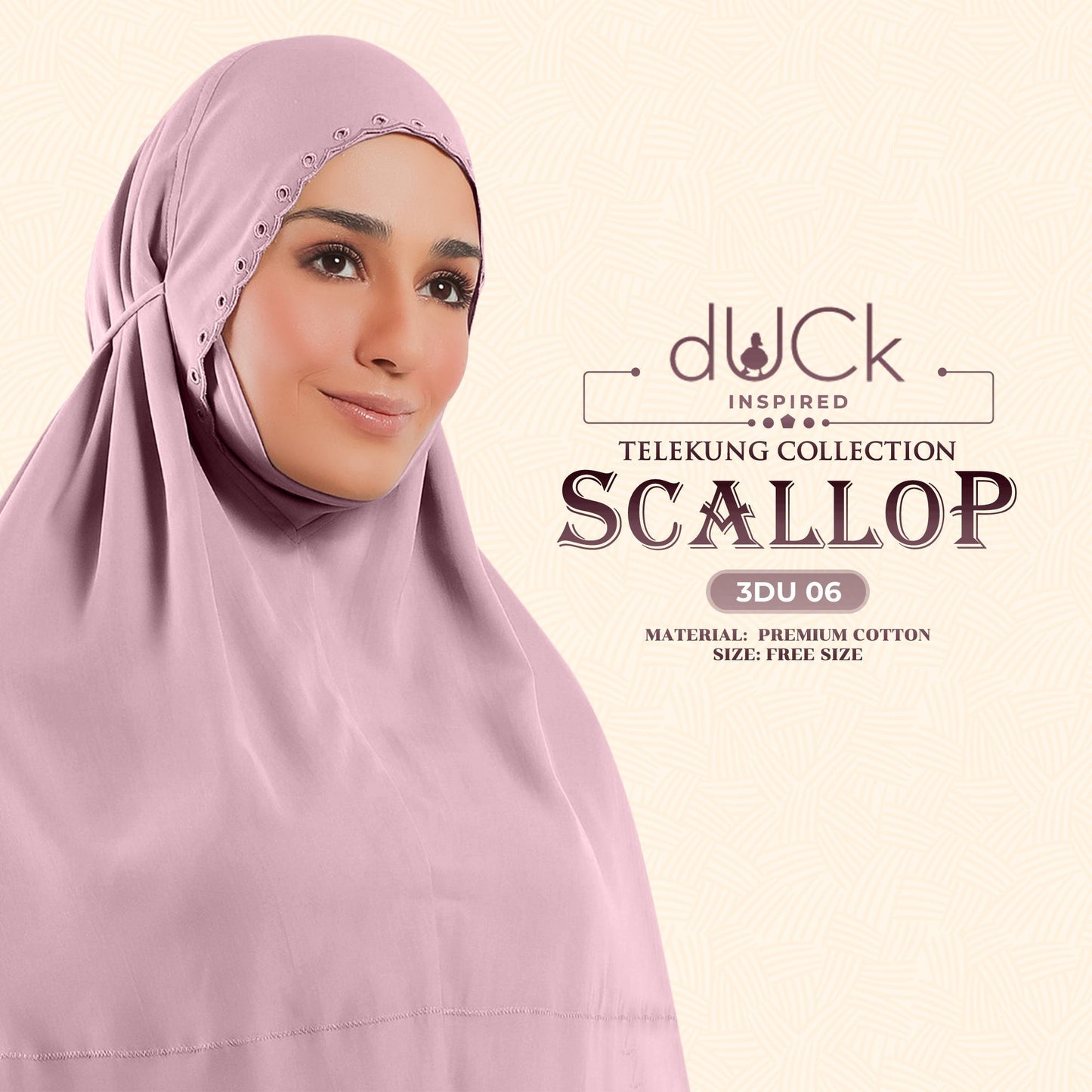 dUCk Inspired Scallop Telekung Collection Free Woven Bag (3DU)