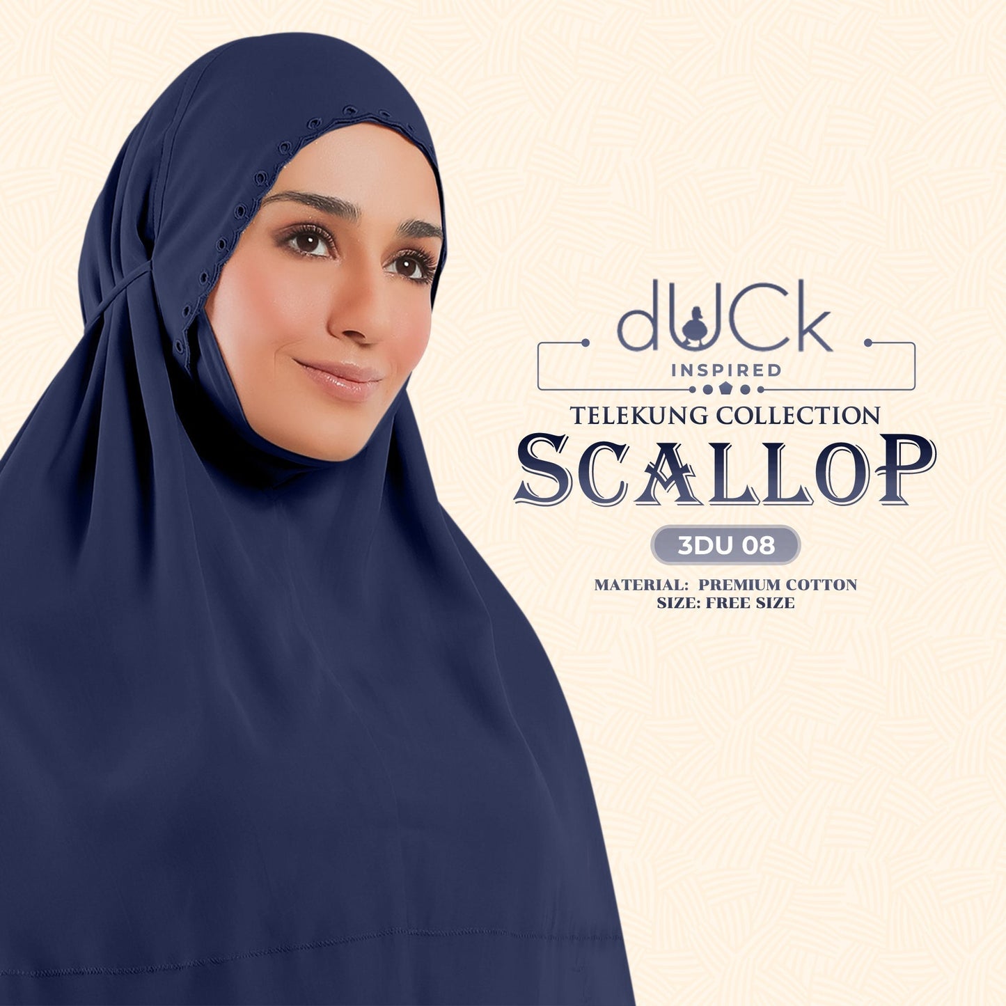 dUCk Inspired Scallop Telekung Collection Free Woven Bag (3DU)