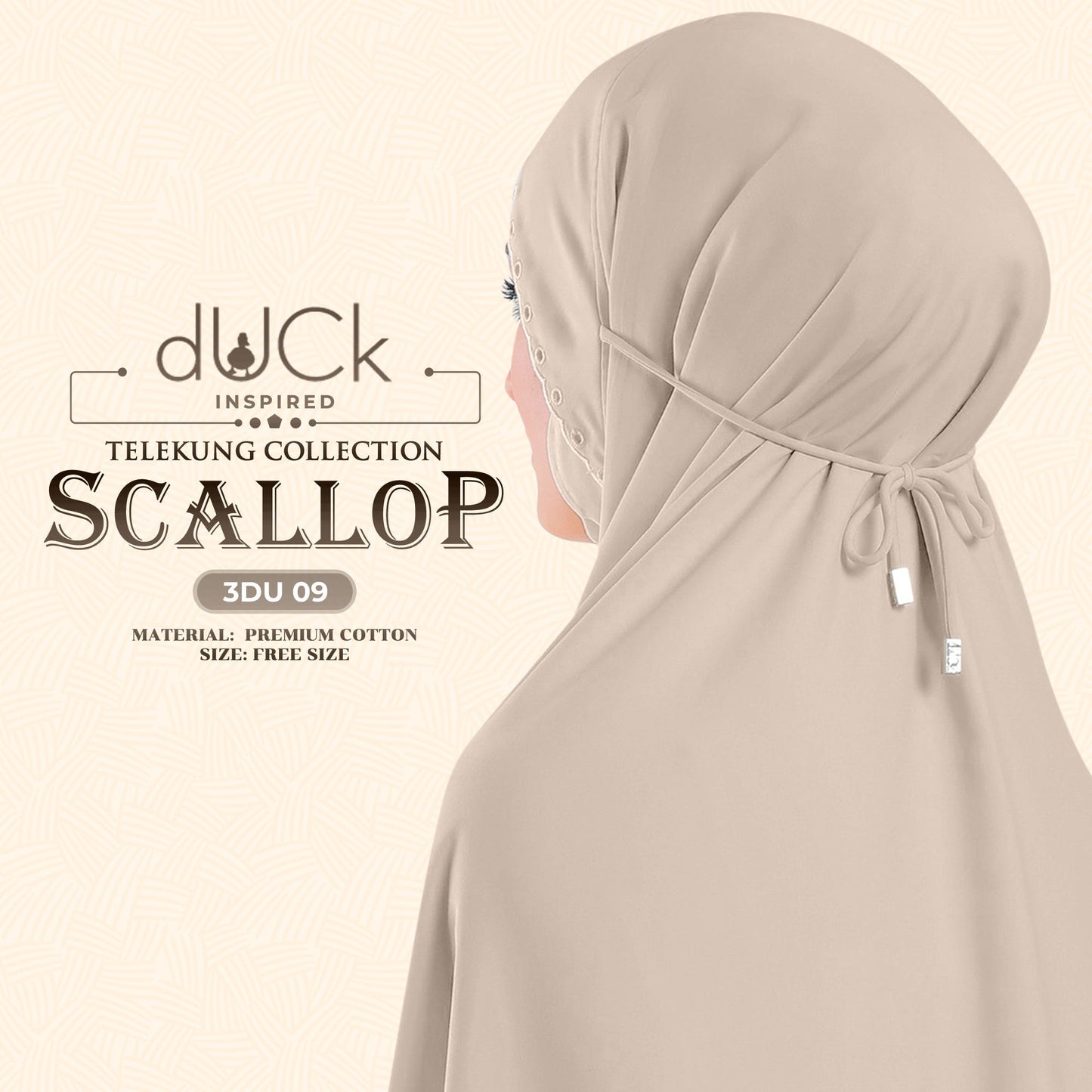 dUCk Inspired Scallop Telekung Collection Free Woven Bag (3DU)
