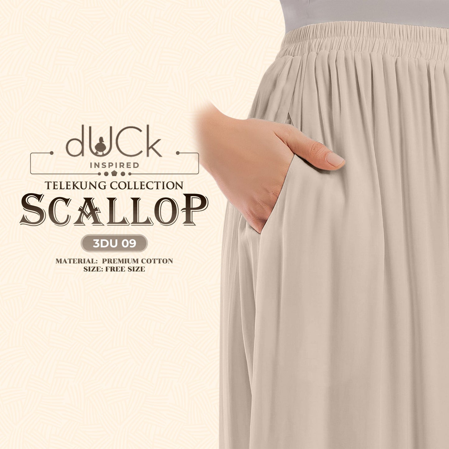 dUCk Inspired Scallop Telekung Collection Free Woven Bag (3DU)