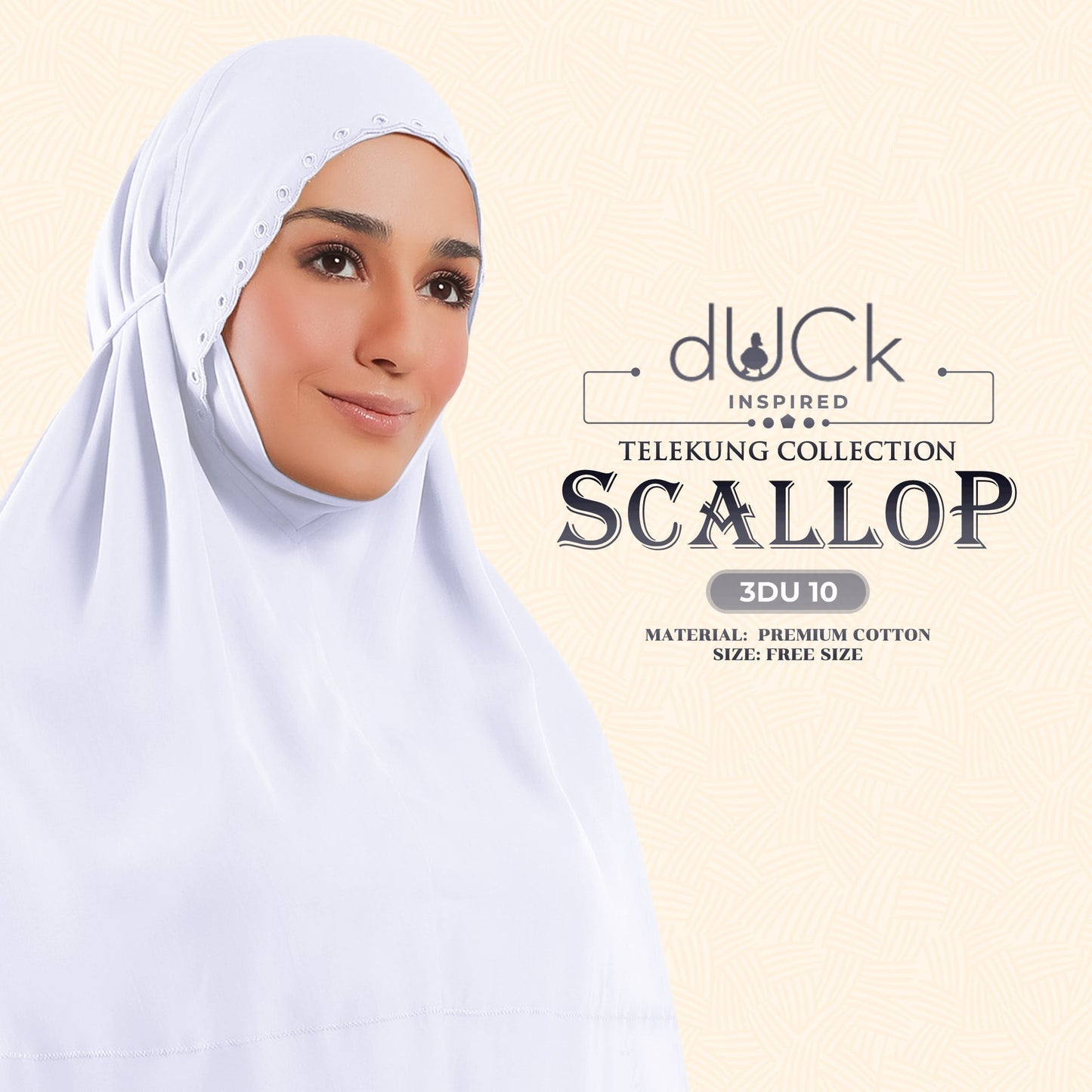 dUCk Inspired Scallop Telekung Collection Free Woven Bag (3DU)