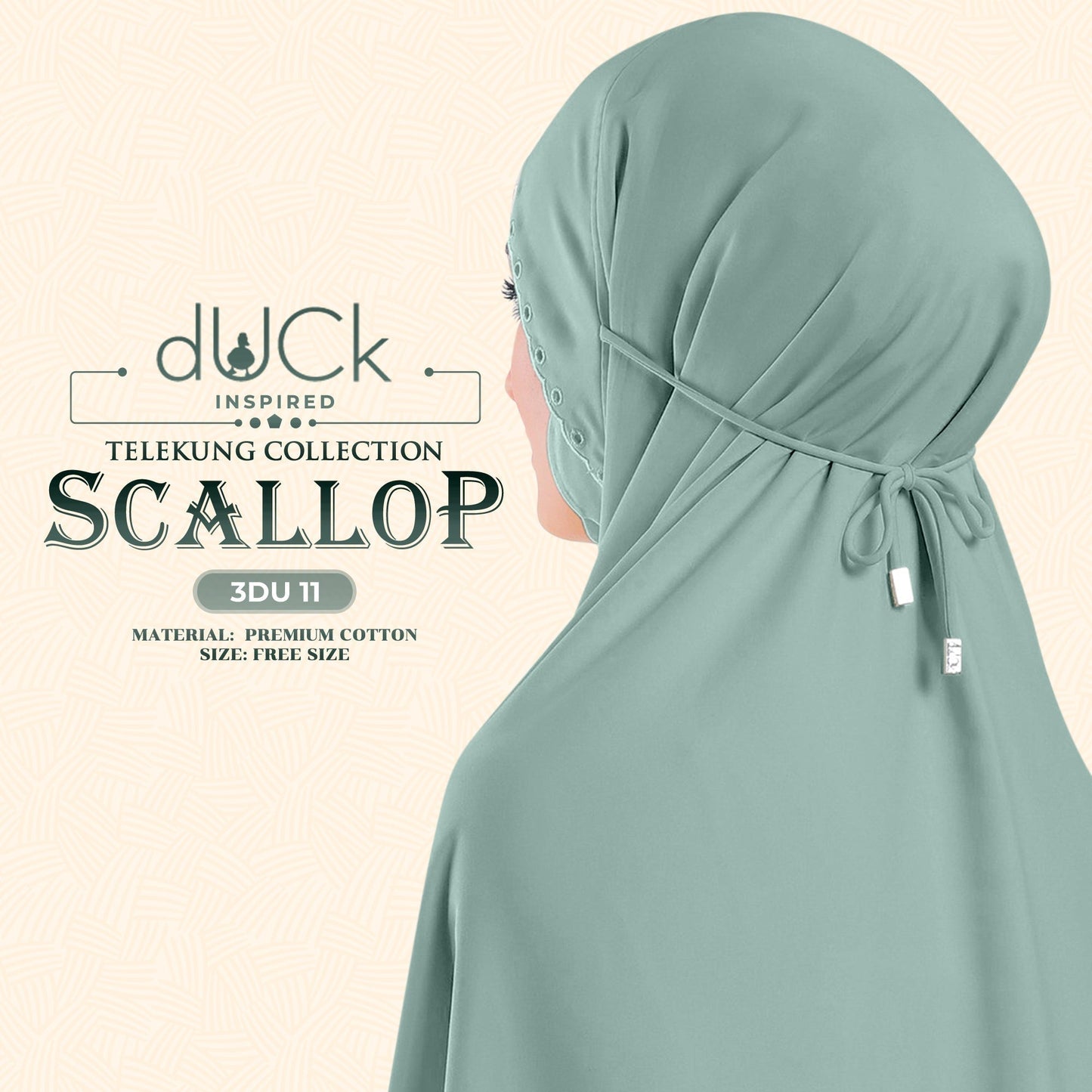 dUCk Inspired Scallop Telekung Collection Free Woven Bag (3DU)
