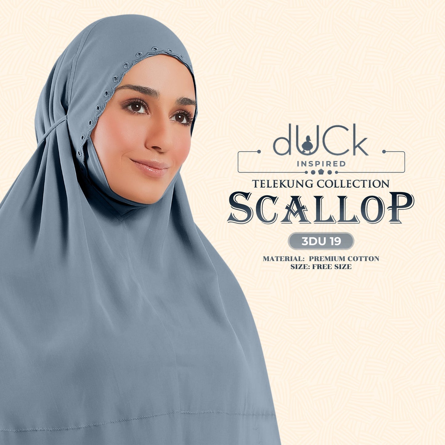dUCk Inspired Scallop Telekung Collection Free Woven Bag (3DU)