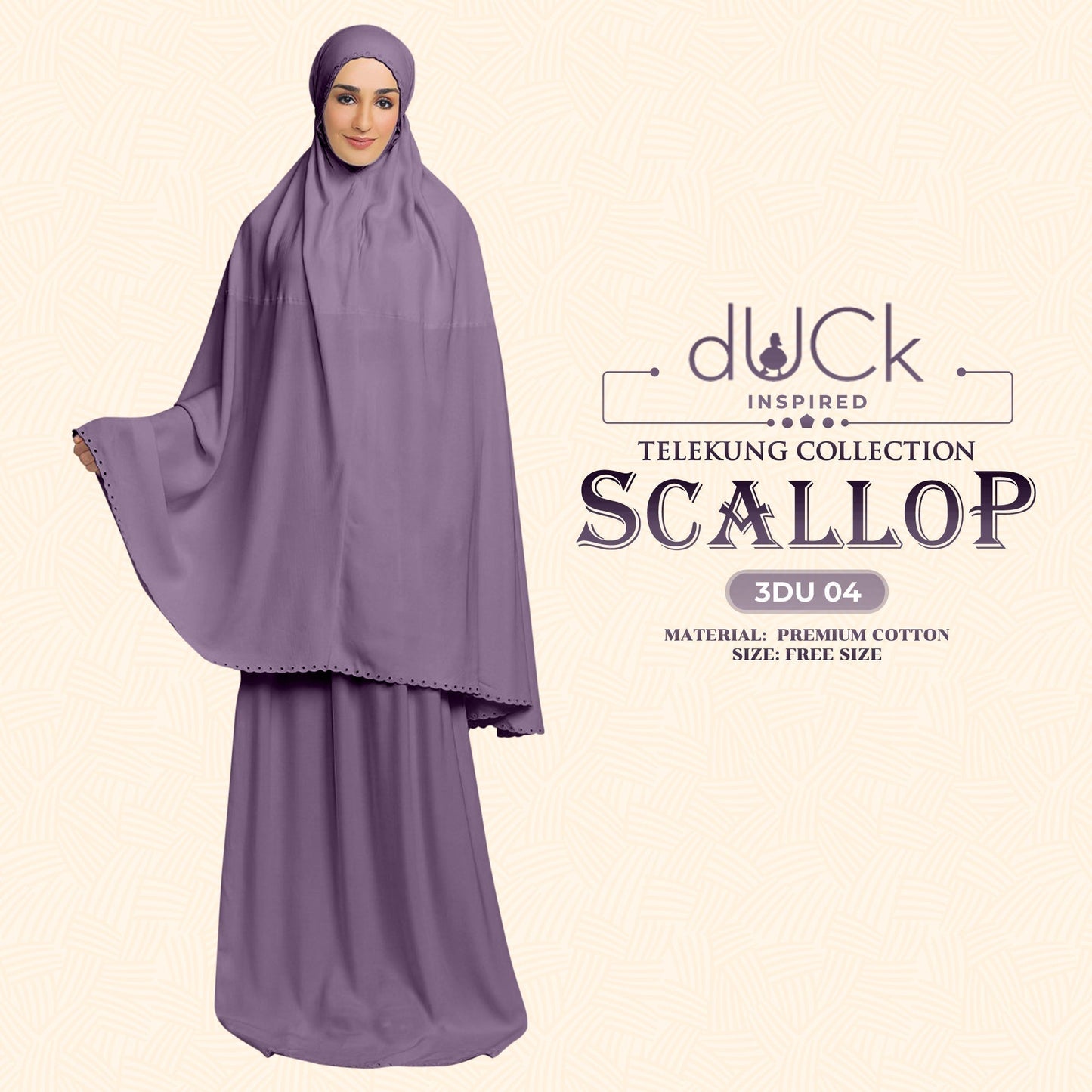 dUCk Inspired Scallop Telekung Collection Free Woven Bag (3DU)