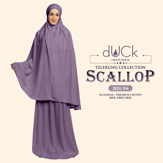 dUCk Inspired Scallop Telekung Collection Free Woven Bag (3DU)