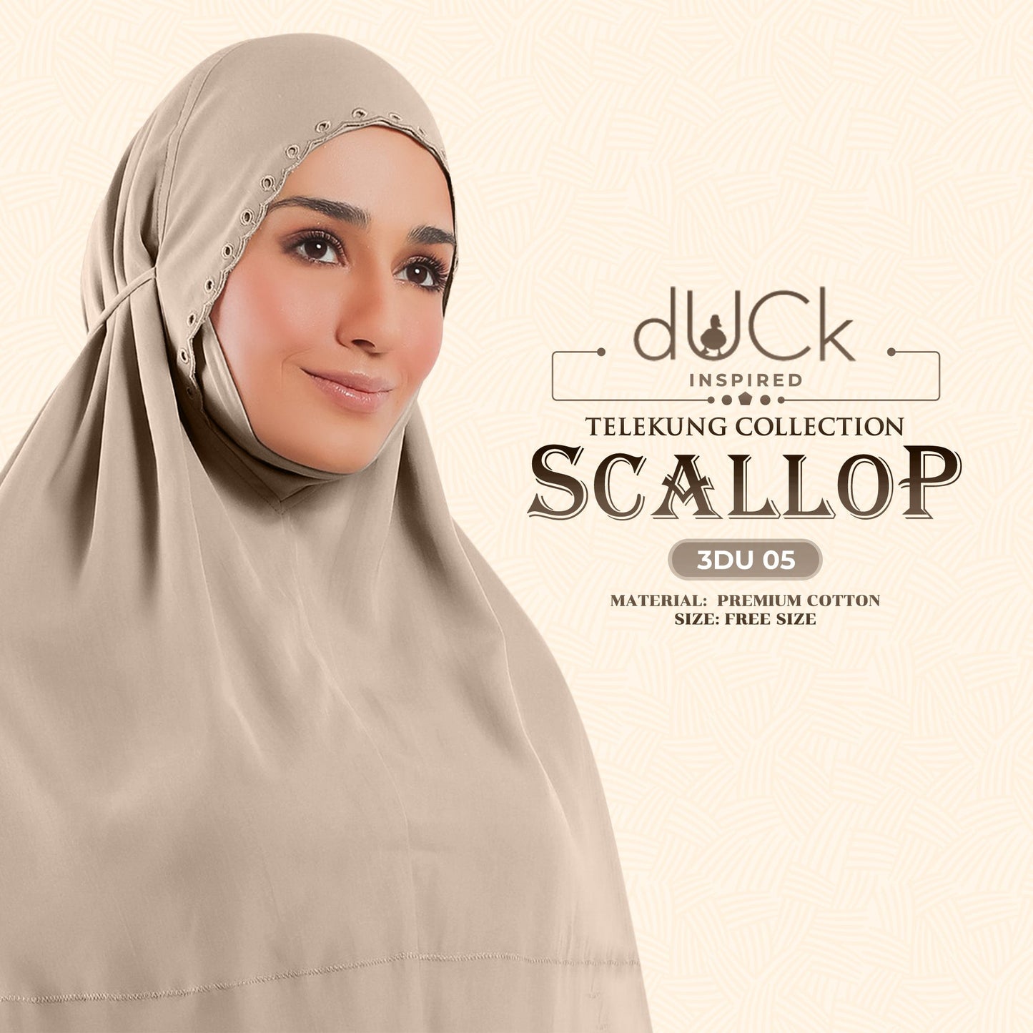 dUCk Inspired Scallop Telekung Collection Free Woven Bag (3DU)