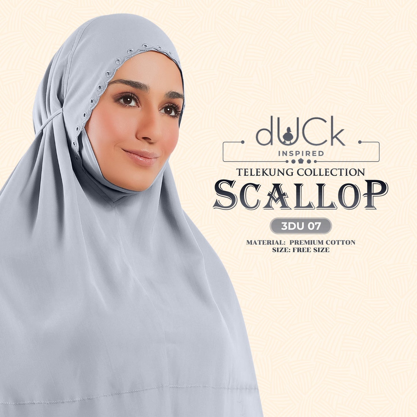 dUCk Inspired Scallop Telekung Collection Free Woven Bag (3DU)