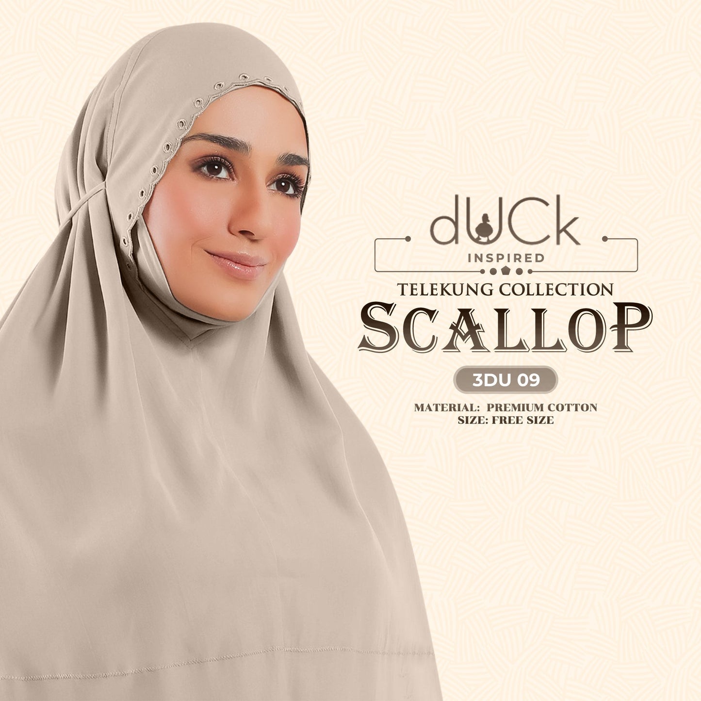 dUCk Inspired Scallop Telekung Collection Free Woven Bag (3DU)