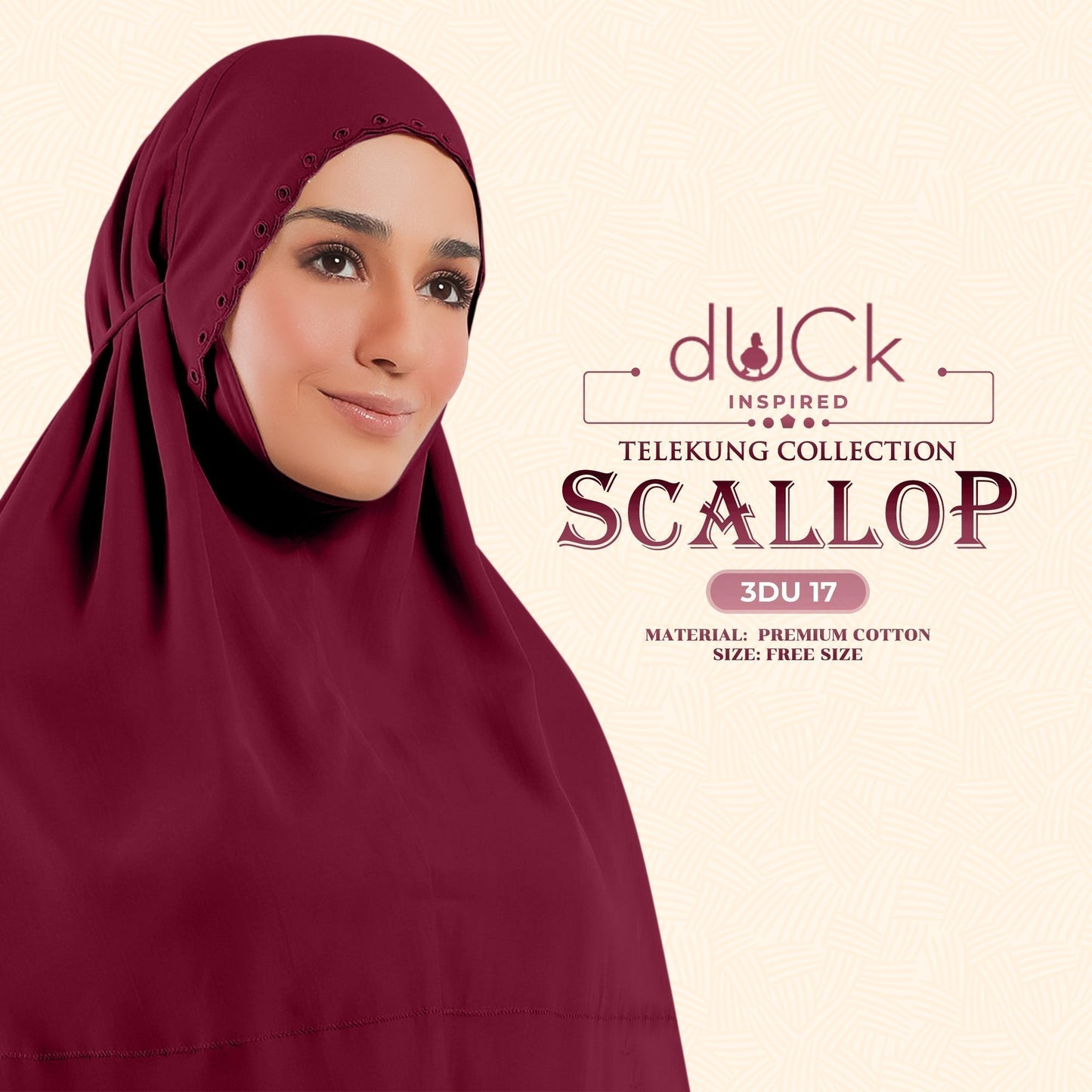 dUCk Inspired Scallop Telekung Collection Free Woven Bag (3DU)