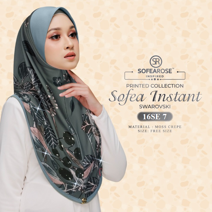 Sofea Rose Printed Swarovski Instant Sarung