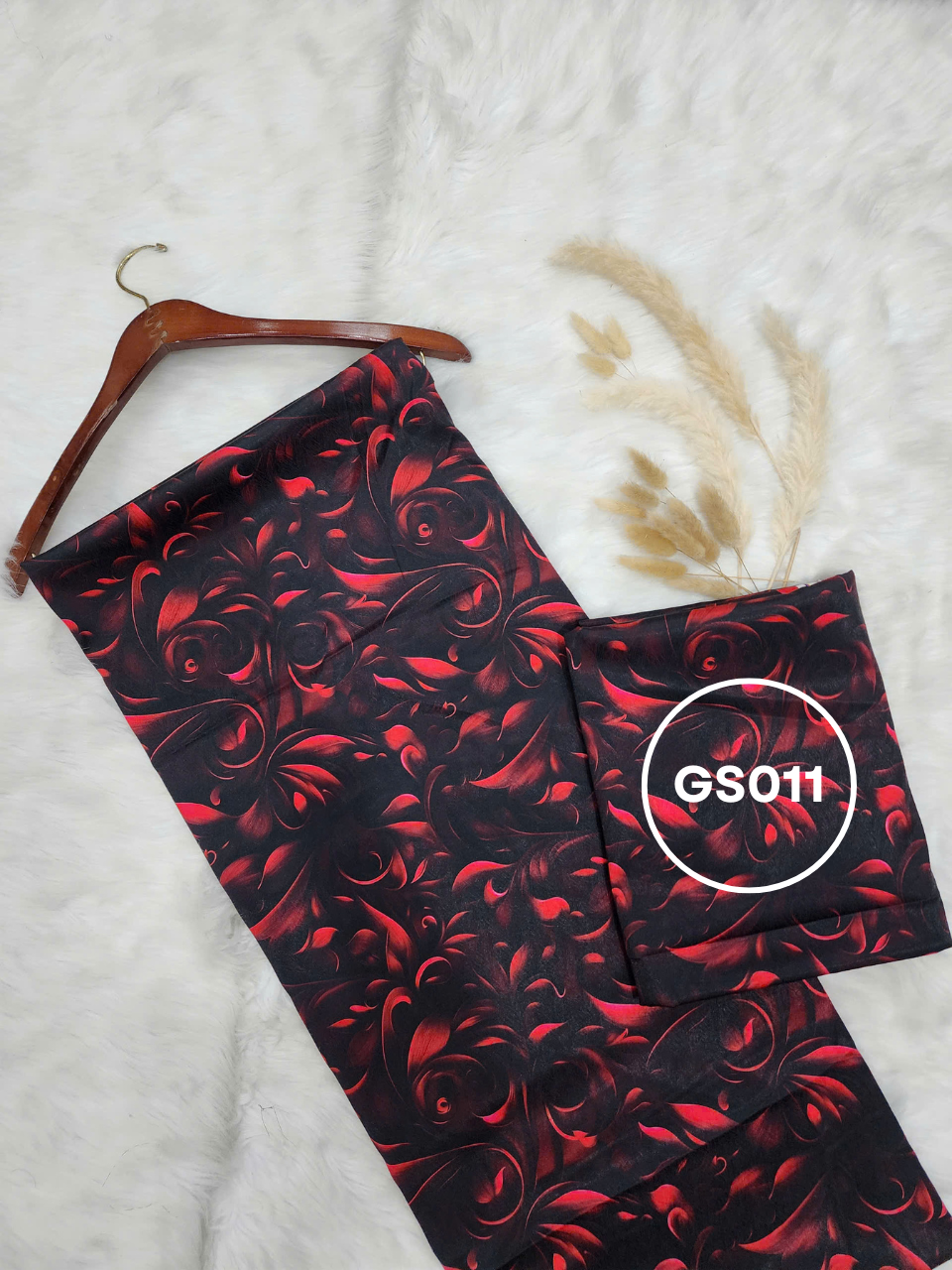 Midnight Scarlet Kain Pasang Sutera Dobby 30D - Bidang 60 (GS011)