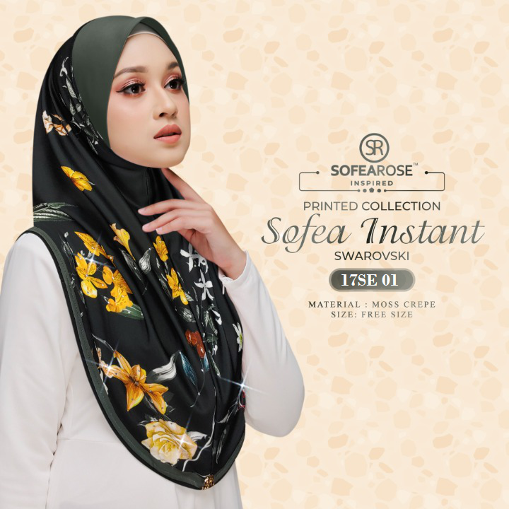 Sofea Rose Printed Swarovski Instant Sarung