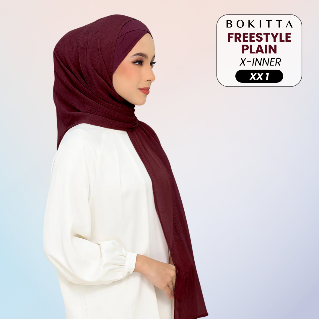 Bokitta Inspired Plain Collection In Maroon - Free Box