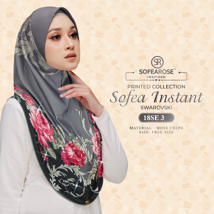 Sofea Rose Printed Swarovski Instant Sarung